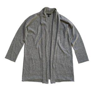 Eileen Fisher Cashmere Cardigan Sweater Womens XXS Gray Open Front Pockets Knit